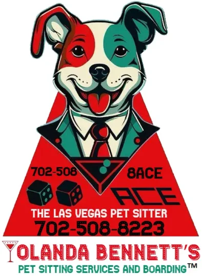 Logo of The Las Vegas Pet Sitter featuring a cheerful dog in a suit.