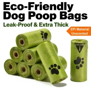 Eco-friendly green dog poop bag rolls